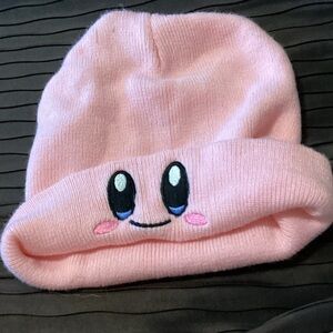 Pink Beanie with Cute Face Design